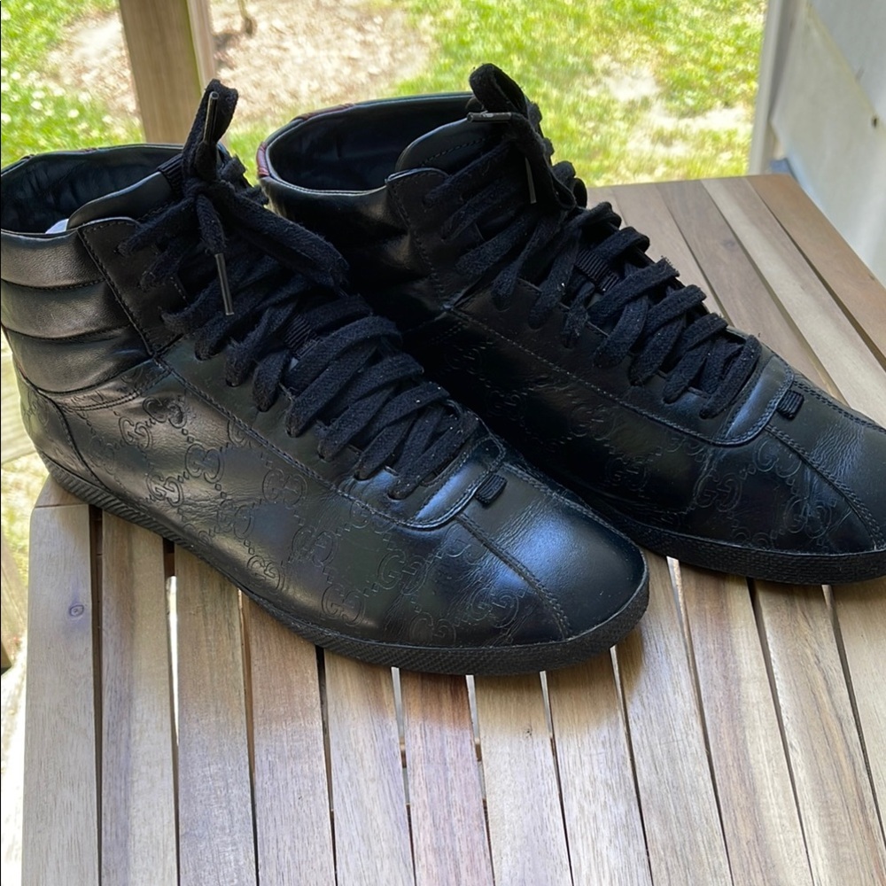 Gucci Black and Red Leather Sneakers 7G - Picture 5 of 13
